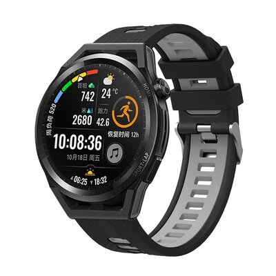 TechnoGuru  Galaxy Watch Active 2 40mm Delikli Esnek Silikon Kordon KRD55  Siyah Gri