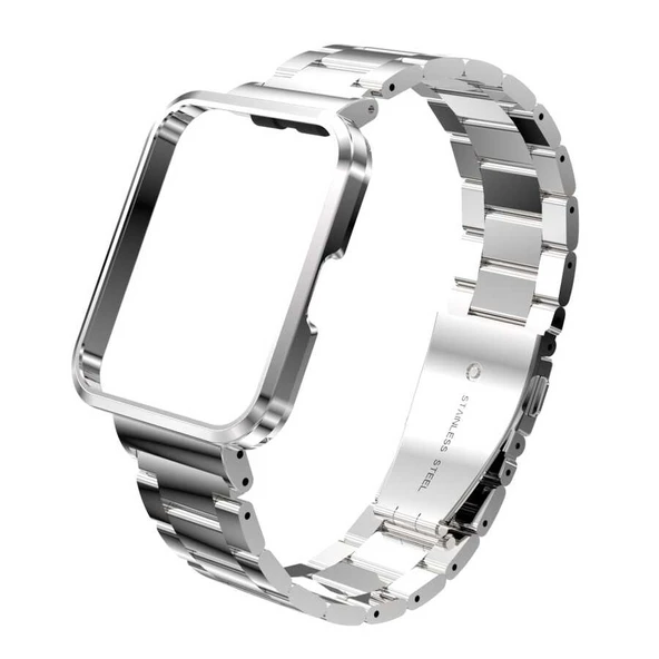 TechnoGuru  Xiaomi Mi Watch Lite (Redmi Watch) Kordon Metal Katlanabilir KRD60  Gümüş - 5