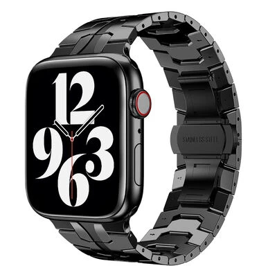 TechnoGuru  ​​​Apple Watch Ultra 49mm Kordon Metal Ayarlanabilir Strap Kayış KRD63  Siyah