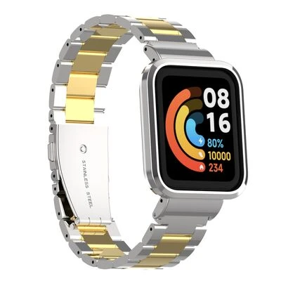 TechnoGuru  Xiaomi Mi Watch Lite (Redmi Watch) Kordon Metal Katlanabilir KRD60  Gümüş Gold