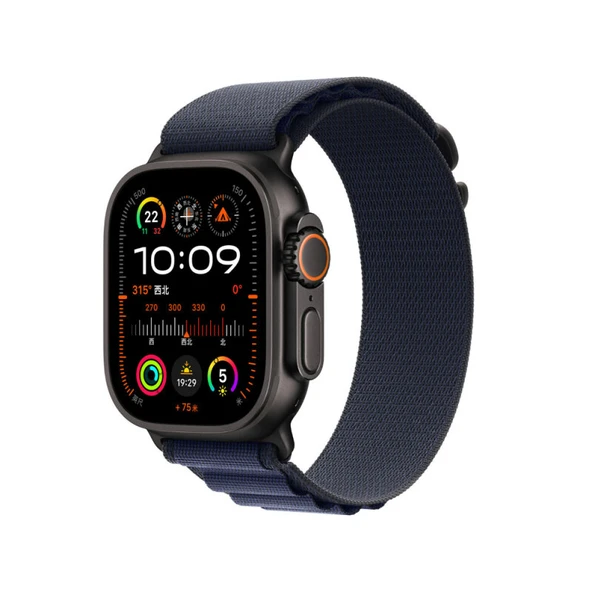 TechnoGuru  Apple Watch Ultra 49mm Kordon Hasır Örgülü Bükülmelere Dayanıklı Şık KRD74  Siyah Mavi