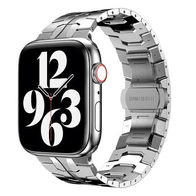 TechnoGuru  ​​​Apple Watch 44mm Kordon Metal Ayarlanabilir Strap Kayış KRD63  Gümüş