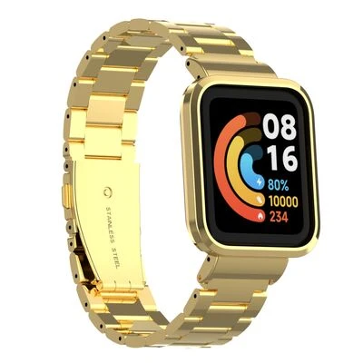 TechnoGuru  Redmi Watch (Mi Watch Lite) Kordon Metal Katlanabilir KRD60  Gold