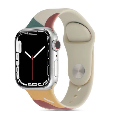 TechnoGuru  Apple Watch 7 41mm Kordon Silikon Esnek Renkli Strap Kayış KRD62  Renk 2