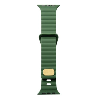 TechnoGuru  Apple Watch 38mm Kordon Şık Silikon Gövde Metal Tokalı KRD73  Koyu Yeşil