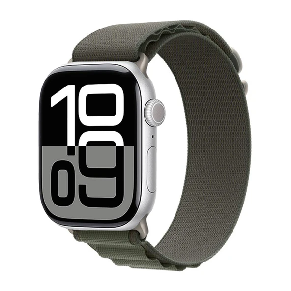 TechnoGuru  Apple Watch 10 42mm Kordon Hasır Örgülü Bükülmelere Dayanıklı Şık KRD74  Yeşil