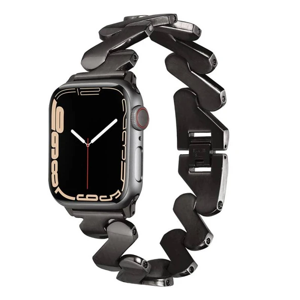 TechnoGuru  ​​​Apple Watch Ultra 49mm Kordon Aç Kapak Klipsli Şık Metal KRD80  Siyah