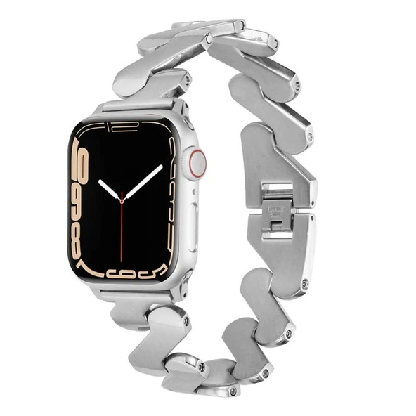 TechnoGuru  ​​​Apple Watch Ultra 49mm Kordon Aç Kapak Klipsli Şık Metal KRD80  Gümüş