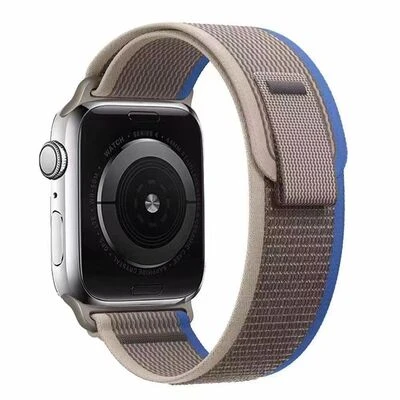 TechnoGuru  Apple Watch 7 41mm Kordon Hasır Örgü Tasarımlı Şık KRD77  Gri Mavi