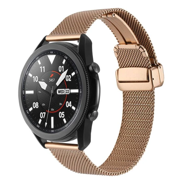 TechnoGuru  Xiaomi Amazfit Pace Kordon Metal Hasır Örgülü Şık KRD85  Rose