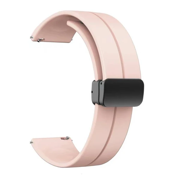 TechnoGuru  Huawei GT2 42mm Kordon 20mm Metal Tokalı Esnek Silikon KRD84  Pembe