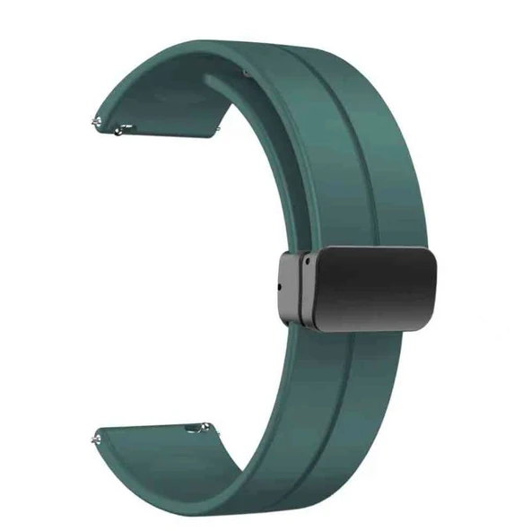 TechnoGuru  Xiaomi Amazfit Pace Kordon 22mm Metal Tokalı Esnek Silikon KRD84  Koyu Yeşil