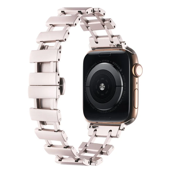 TechnoGuru  Apple Watch 44mm Kordon Ayarlanabilir Yapılı Zarif Metal KRD96  Starlight