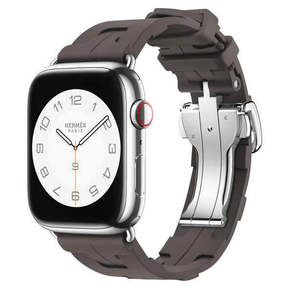 TechnoGuru  Apple Watch 7 41mm Kordon Sportif Tasarımlı Silikon KRD94  Haki