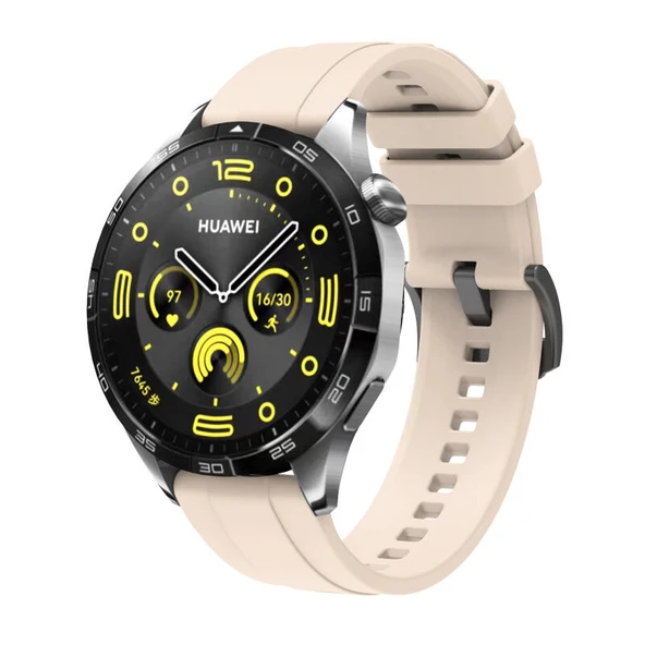 TechnoGuru  Huawei GT4 41mm Kordon Metal Tokalı Esnek Silikon 22mm KRD95  Starlight