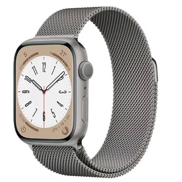 TechnoGuru  Apple Watch 44mm KRD98 Örgü Metal Kordon  Gri