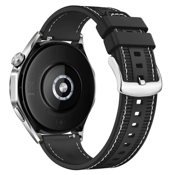 TechnoGuru  Huawei Watch GT 3 46mm Kordon Klasik Spor Görünümlü ve Örgü Tasarımlı Şık KRD102  Gri - 2