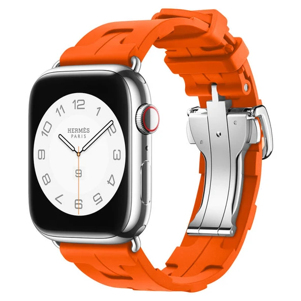 TechnoGuru  Apple Watch 42mm Kordon Sportif Tasarımlı Silikon KRD94  Turuncu