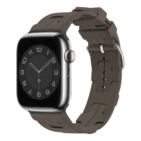 TechnoGuru  Apple Watch 40mm Kordon Silikon Yapılı Metal Tokalı KRD92  Haki