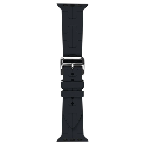 TechnoGuru  Apple Watch 44mm Kordon Silikon Yapılı Metal Tokalı KRD92  Açık Kahve - 2
