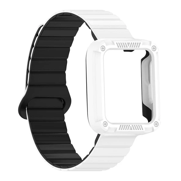 TechnoGuru  Xiaomi Mi Band 8 Pro Silikon Kordon KRD105 Strap Kayış   Beyaz Siyah - 2