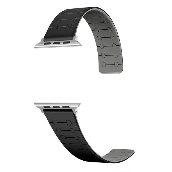TechnoGuru  Apple Watch 7 45mm KRD111 Çizgili Desenli Silikon Kordon  Kahverengi - 2