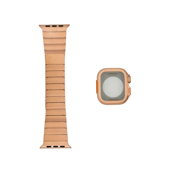 TechnoGuru  Apple Watch 10 42mm Kordon Kasa Korumalı Metal KRD-126  Rose