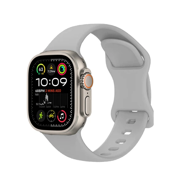 TechnoGuru  Apple Watch Ultra 49mm Soft Yapılı Esnek Ayarlanabilir Şık Silikon Kordon KRD131  Gri