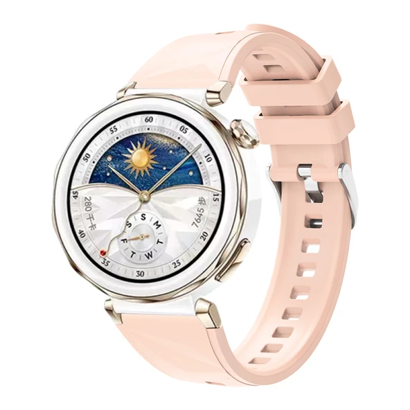 TechnoGuru  Huawei Watch GT5 Pro 42mm Kordon Hafif Esnek Silikon Strap Kayış KRD129  Pembe