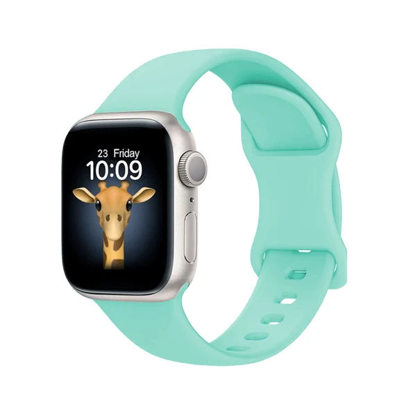 TechnoGuru  Apple Watch 10 42mm Soft Yapılı Esnek Ayarlanabilir Şık Silikon Kordon KRD131  Açık Yeşil