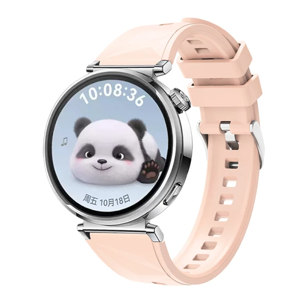 TechnoGuru  Huawei GT4 41mm 18mm Kordon Hafif Esnek Silikon Strap Kayış KRD129  Pembe