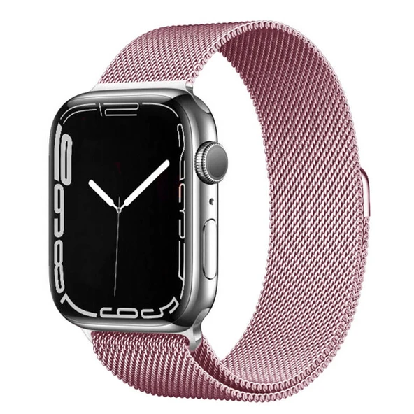 TechnoGuru  Apple Watch 45mm Band01 Metal Kordon  Pembe