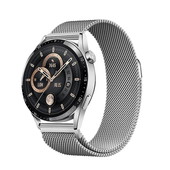 TechnoGuru  Samsung Galaxy Watch 42mm Band12 20mm Metal Hasır Kordon  Gümüş