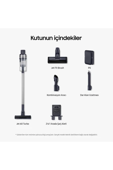 SAMSUNG VS15A6031R4 Jet 60 Şarjlı Dikey Süpürge, 150W Emiş Gücü, Dijital İnvertör Motor - 3