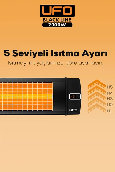 UFO Black Line 2000 W Uk Duvar Tipi Dikey Ve Yatay Kullanım - 5