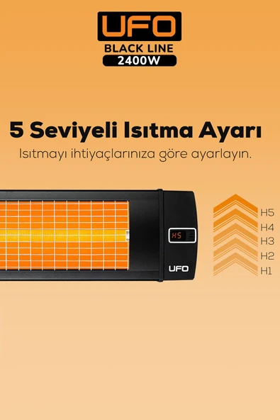 UFO Black Line 2400 W Uzaktan Kumandalı - Dikey ve Yatay Isıtıcı - 7
