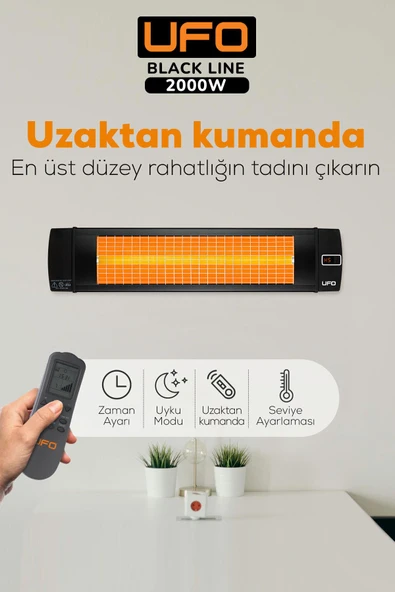UFO Black Line 2000 W Uk Duvar Tipi Dikey Ve Yatay Kullanım - 3
