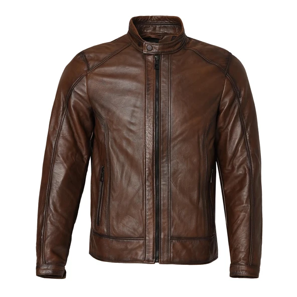 VEXO DERİ ANTİK KAHVE MOTOSİKLET MONT - 2