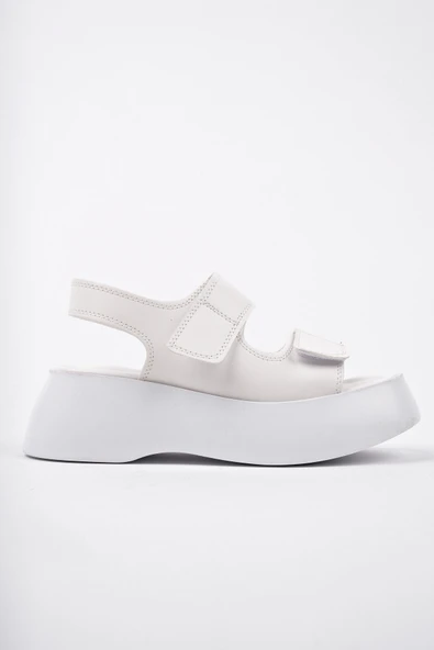 Muggo NANSHE Kalın Taban Çift Bantlı Cırtlı Günlük Kadın Sandalet - 10