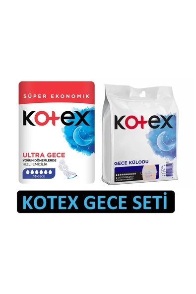 Kotex Ultra Gece Hijyenik Ped 16'lı + Regl Gece Külodu 2'li