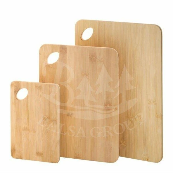 Doğal Ahşap Büyük 3'lü Kesme Tahtası Doğrama Tahtası Dikdörtgen Doğal 3 Adet
