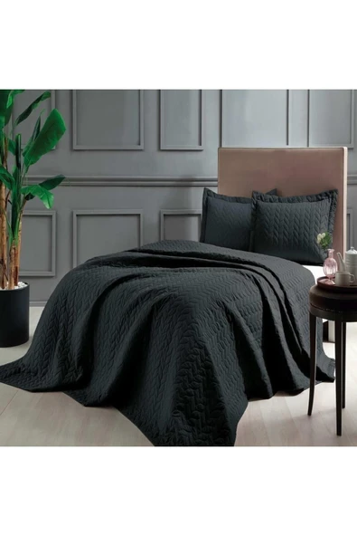 TAÇ GLORY ÇİFT KİŞİLİK YATAK ÖRTÜSÜ SİYAH