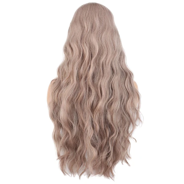 Uzun Su Dalgası Fiber Sentetik Peruk - Küllü Bebek Sarı - Resim 4