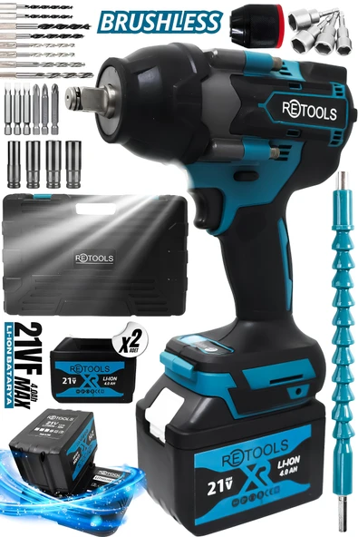 RETOOLS 800 NM TORKLU SOMUN SIKMA 15 PİLLİ MAVİ