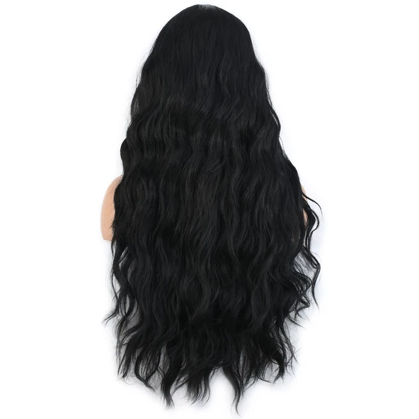Uzun Su Dalgası Fiber Sentetik Peruk - Siyah ürün görseli
