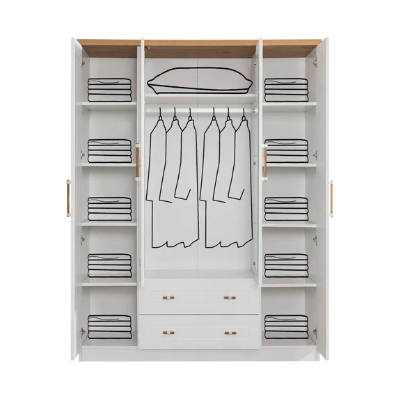 Vita Bohem Genç Odası - 4 Kapaklı Dolap, Karyola, Komodin, Çalışma Masası - 5