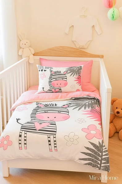 Dijital Baskılı 3d Pamuklu Yenidoğan Bebek Nevresim Takımı Baby Zebra - 2