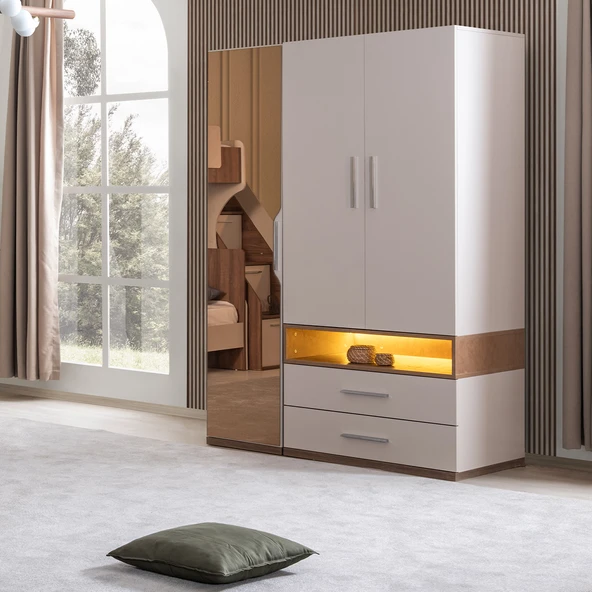 Ranza, Milano Genç Odası Takımı Çift Kişilik Çalışma Masalı Modern Ranza + Üç Kapaklı Modern Dolap - 6