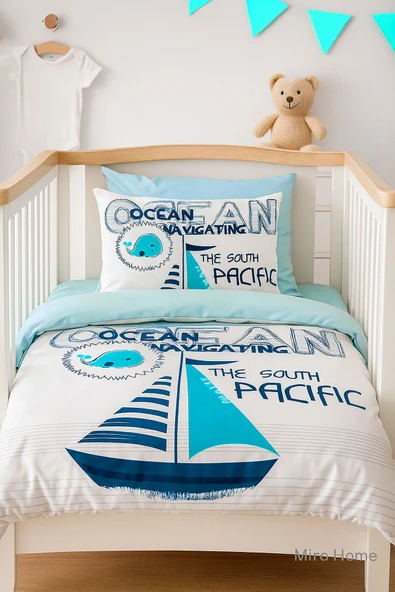 Dijital Baskılı 3d Pamuklu Yenidoğan Bebek Nevresim Takımı South Pasific - 2