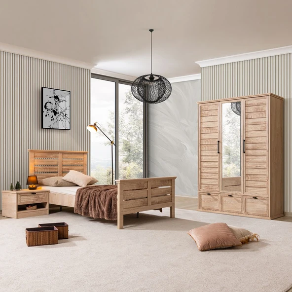 Polo Genç Odası - 3 Kapaklı Dolap, Karyola, Komodin